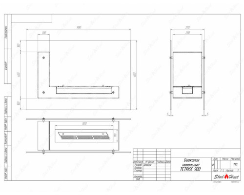 Биокамин напольный SteelHeat TETRISE 900 красный Биокамин напольный SteelHeat TETRISE 900 красный