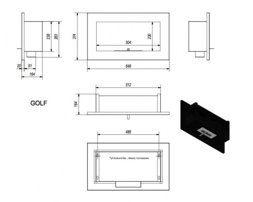 Биокамин Kratki GOLF HORIZONTAL Биокамин Kratki GOLF HORIZONTAL