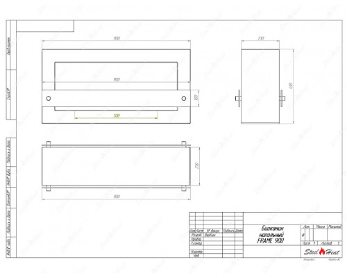 Биокамин SteelHeat FRAME ONE 900 черный Биокамин SteelHeat FRAME ONE 900 черный